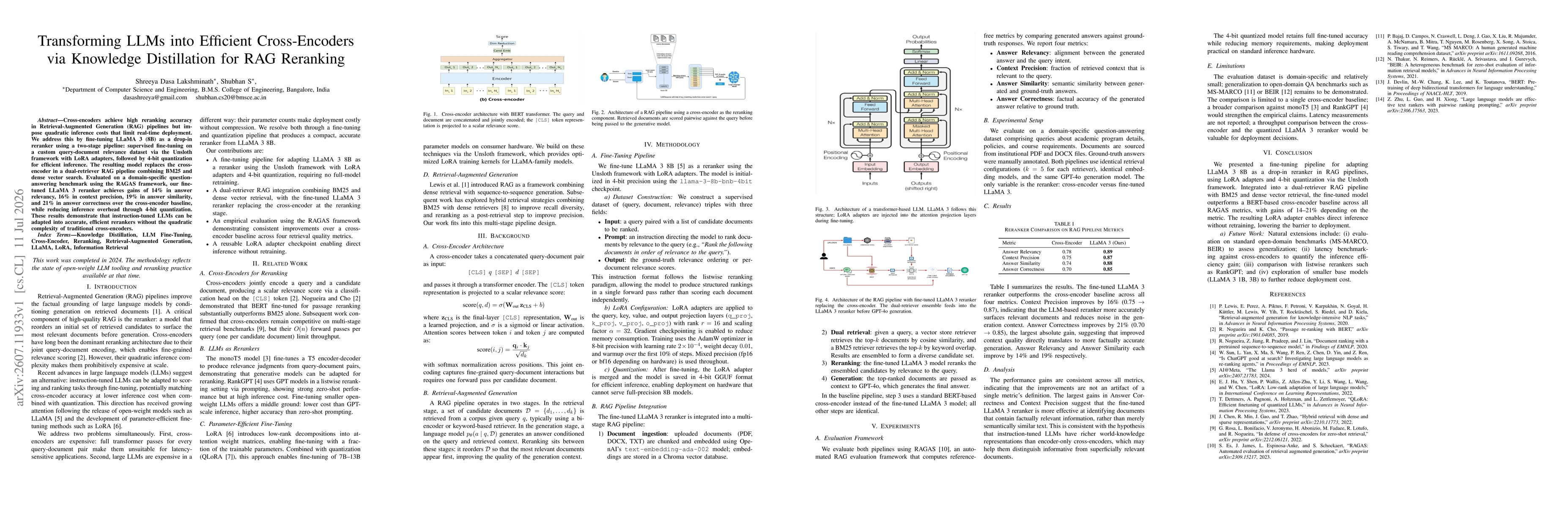 Thumbnail for Transforming LLMs into Efficient Cross-Encoders via Knowledge Distillation for RAG Reranking