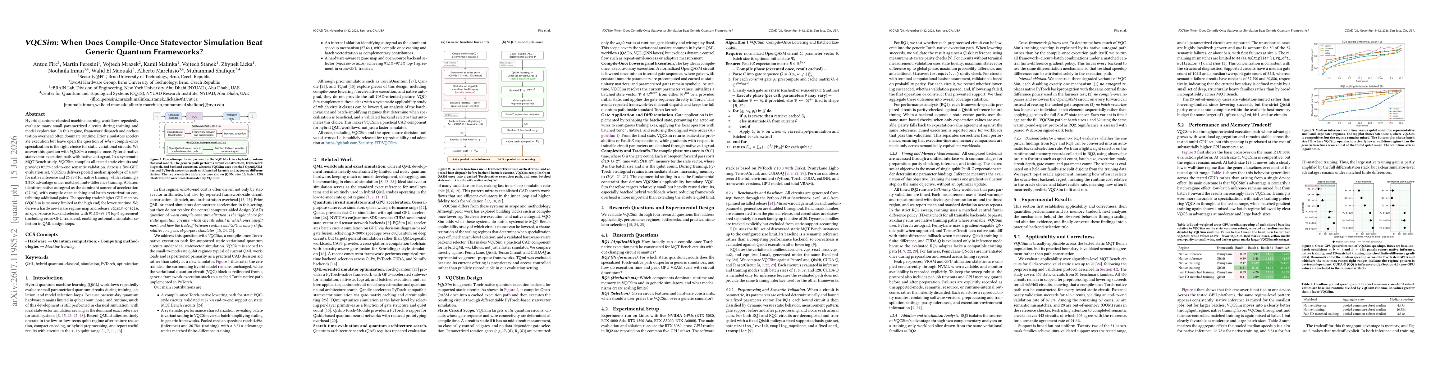 Thumbnail for VQCSim: When Does Compile-Once Statevector Simulation Beat Generic Quantum Frameworks?