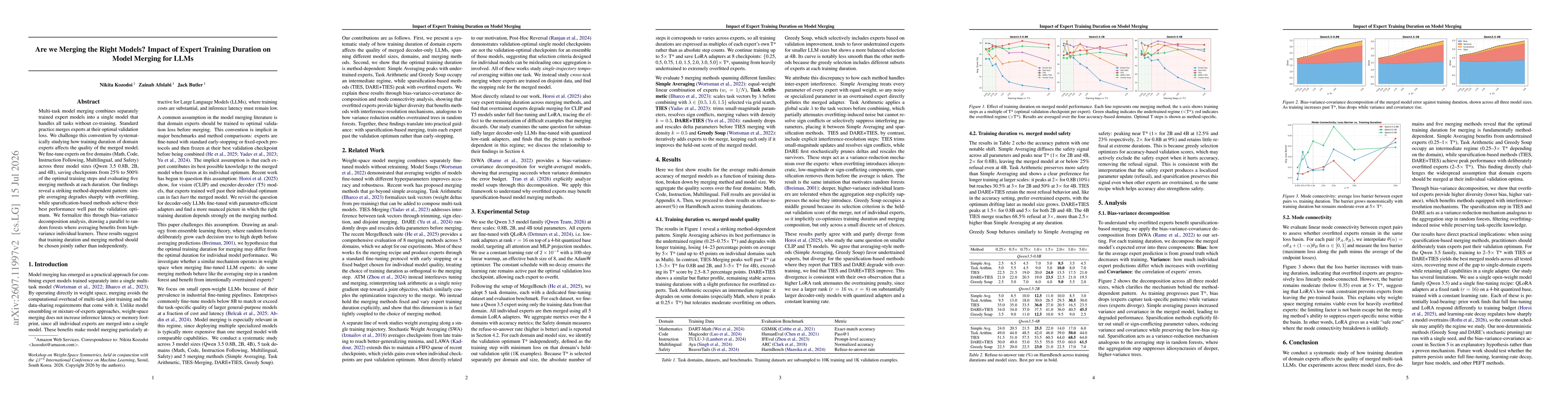 Thumbnail for Are we Merging the Right Models? Impact of Expert Training Duration on Model Merging for LLMs