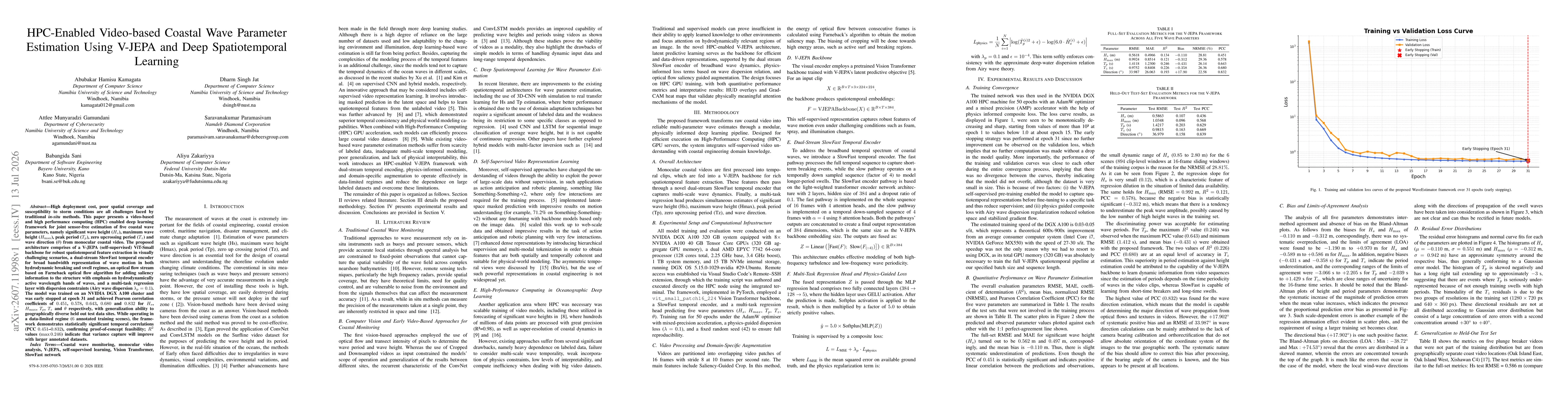 Thumbnail for HPC-Enabled Video-based Coastal Wave Parameter Estimation Using V-JEPA and Deep Spatiotemporal Learning