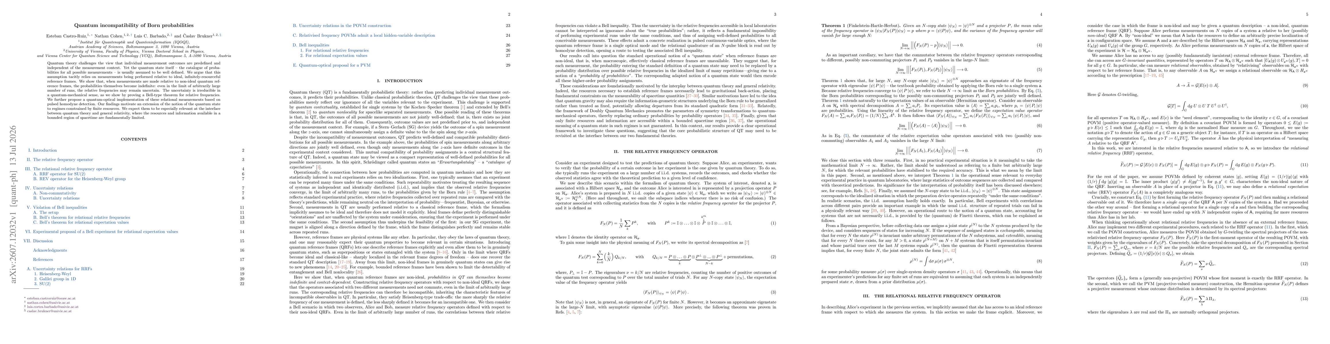 Thumbnail for Quantum incompatibility of Born probabilities