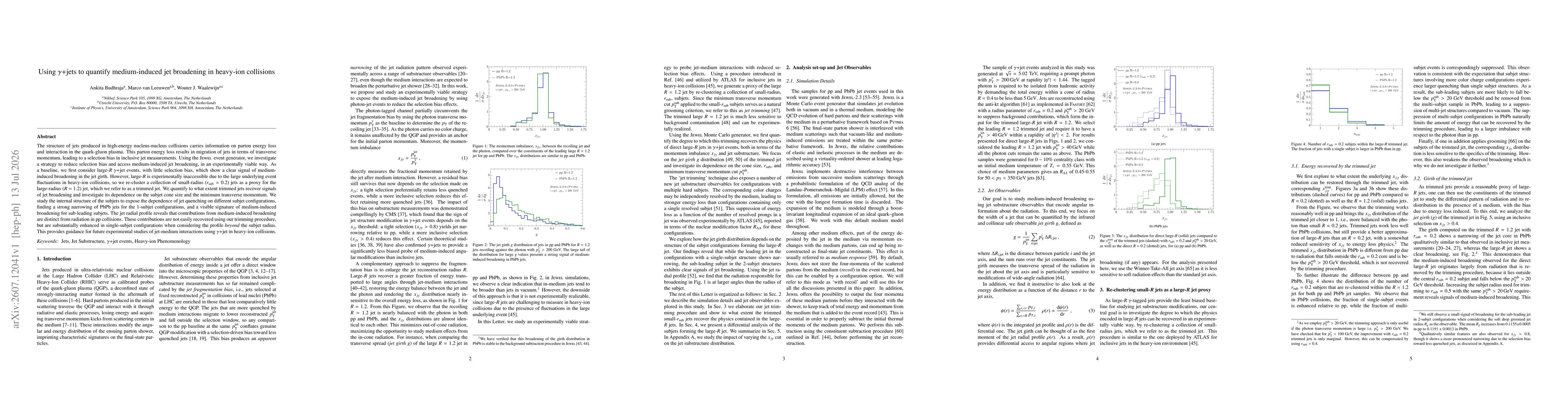 Thumbnail for Using $γ$+jets to quantify medium-induced jet broadening in heavy-ion collisions