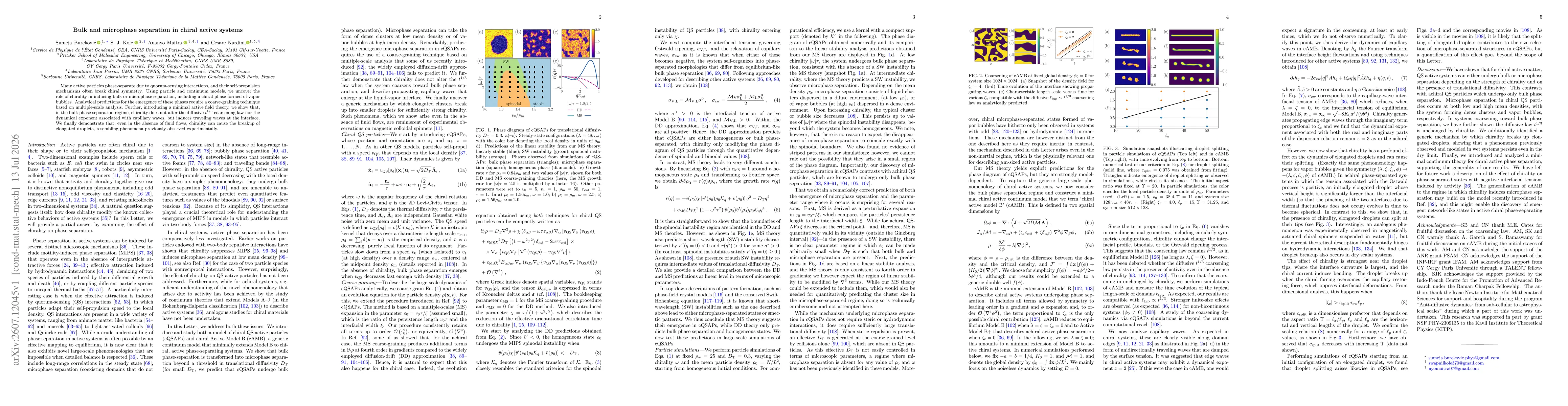 Thumbnail for Bulk and microphase separation in chiral active systems