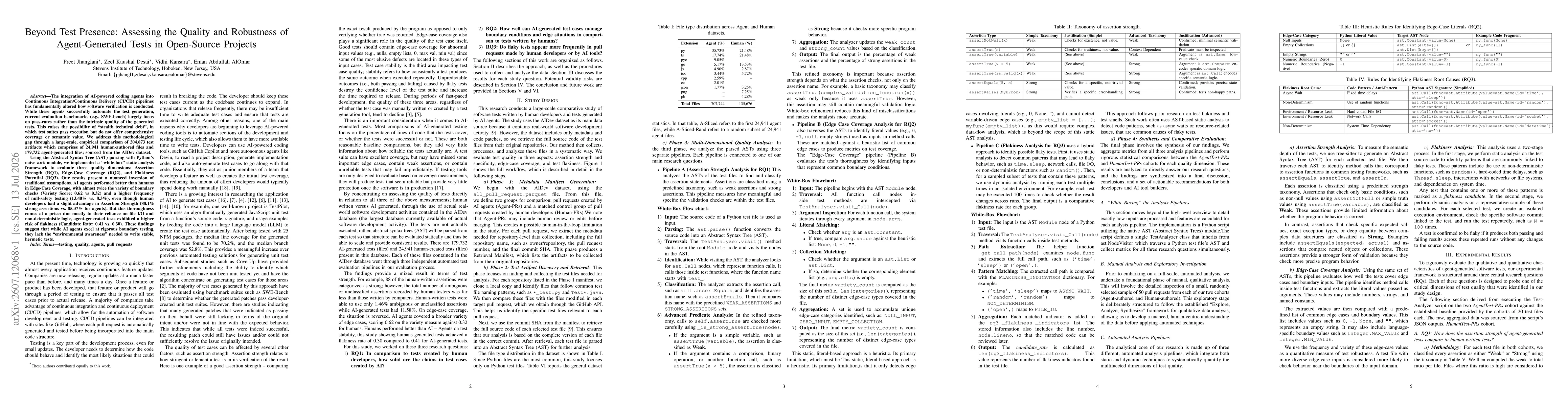 Thumbnail for Beyond Test Presence: Assessing the Quality and Robustness of Agent-Generated Tests in Open-Source Projects