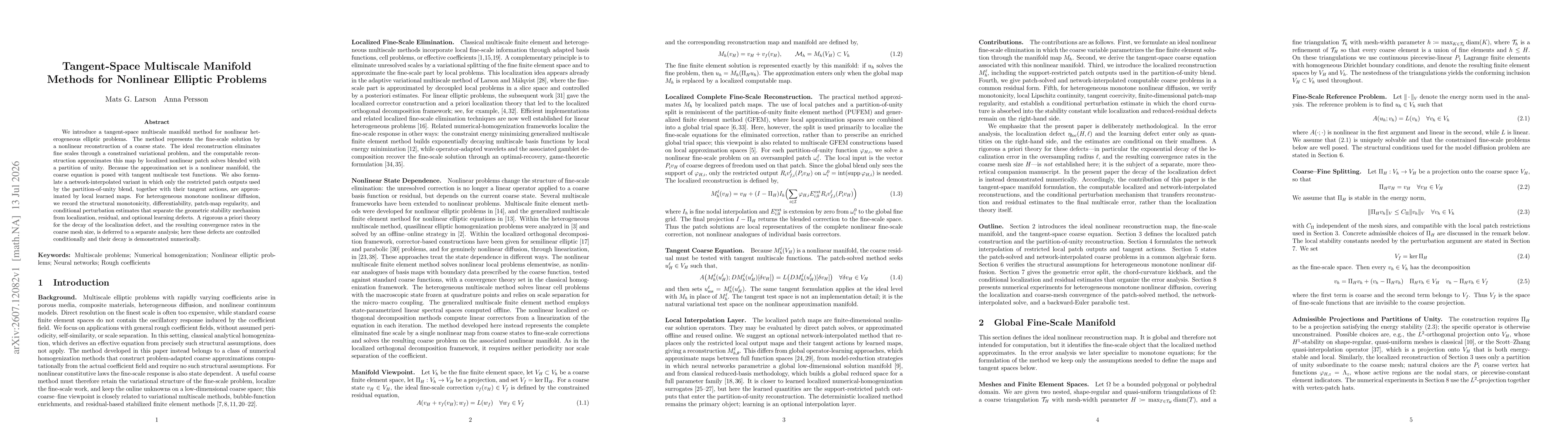 Thumbnail for Tangent-Space Multiscale Manifold Methods for Nonlinear Elliptic Problems