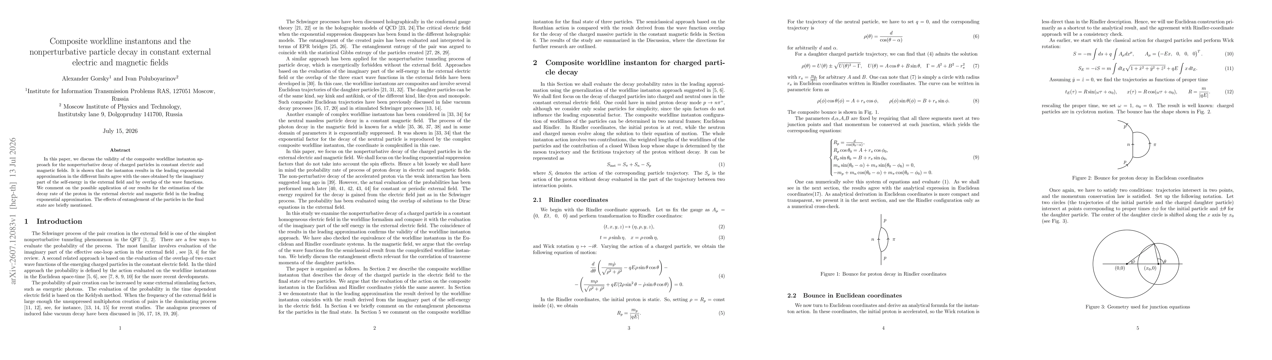 Thumbnail for Composite worldline instantons and the nonperturbative particle decay in constant external electric and magnetic fields
