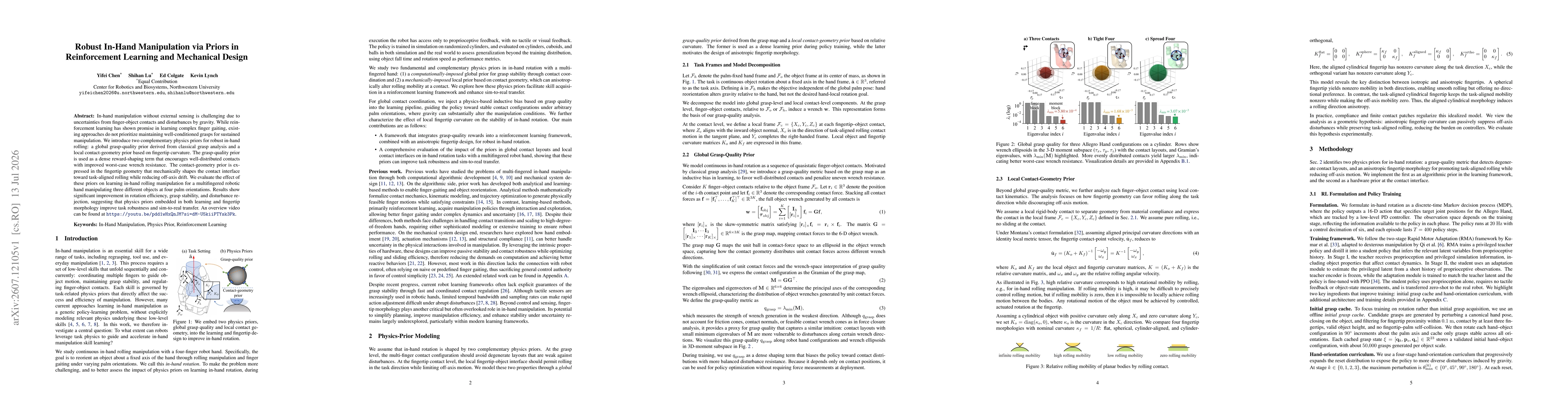 Thumbnail for Robust In-Hand Manipulation via Priors in Reinforcement Learning and Mechanical Design