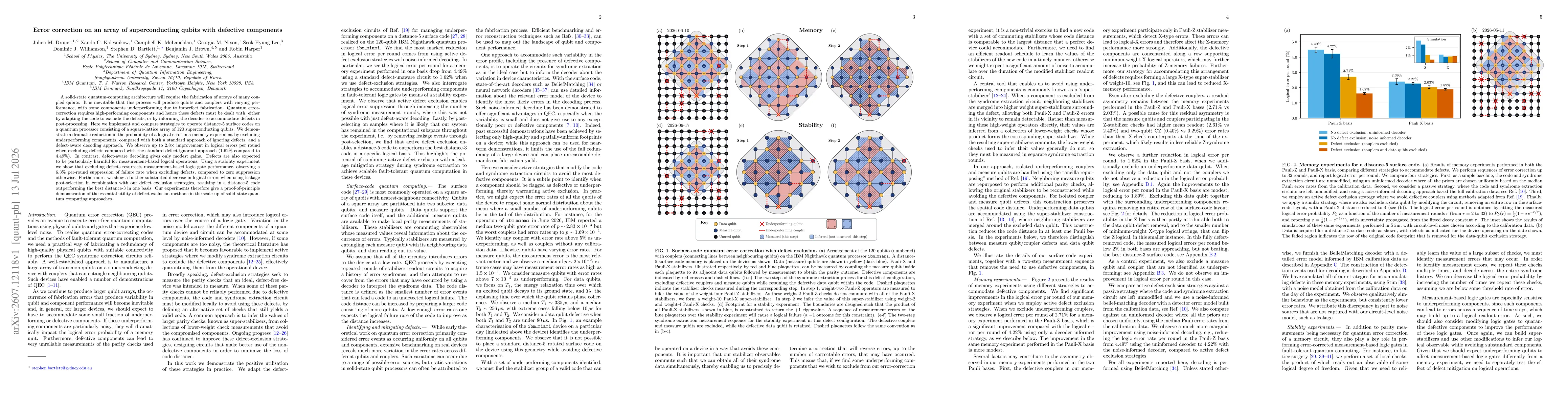 Thumbnail for Error correction on an array of superconducting qubits with defective components