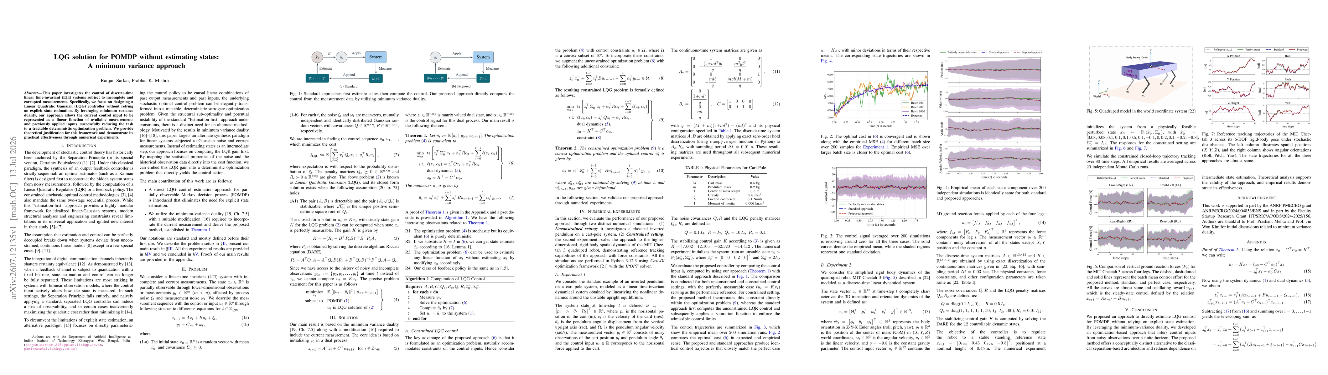 Thumbnail for LQG solution for POMDP without estimating states: A minimum variance approach
