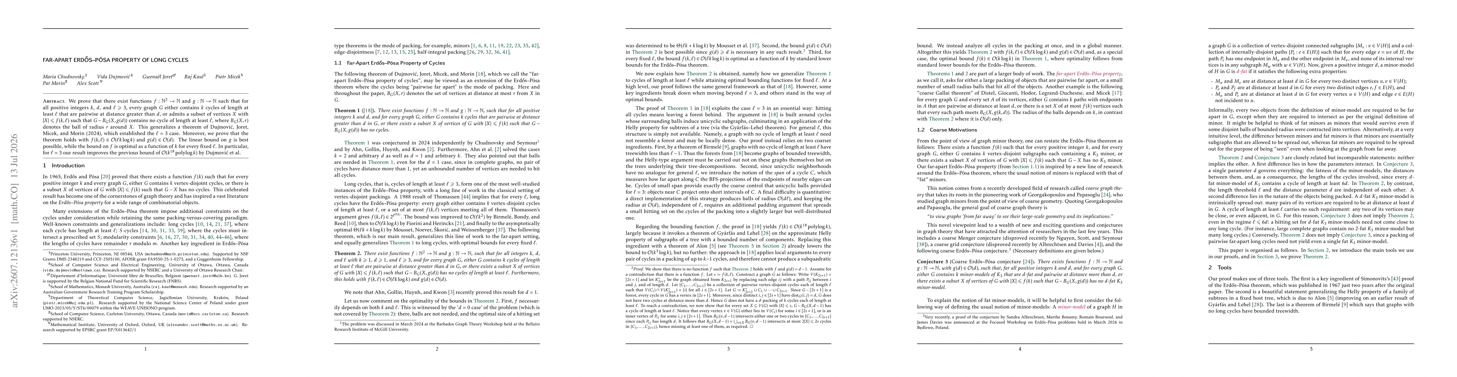 Thumbnail for Far-apart Erdős--Pósa property of long cycles