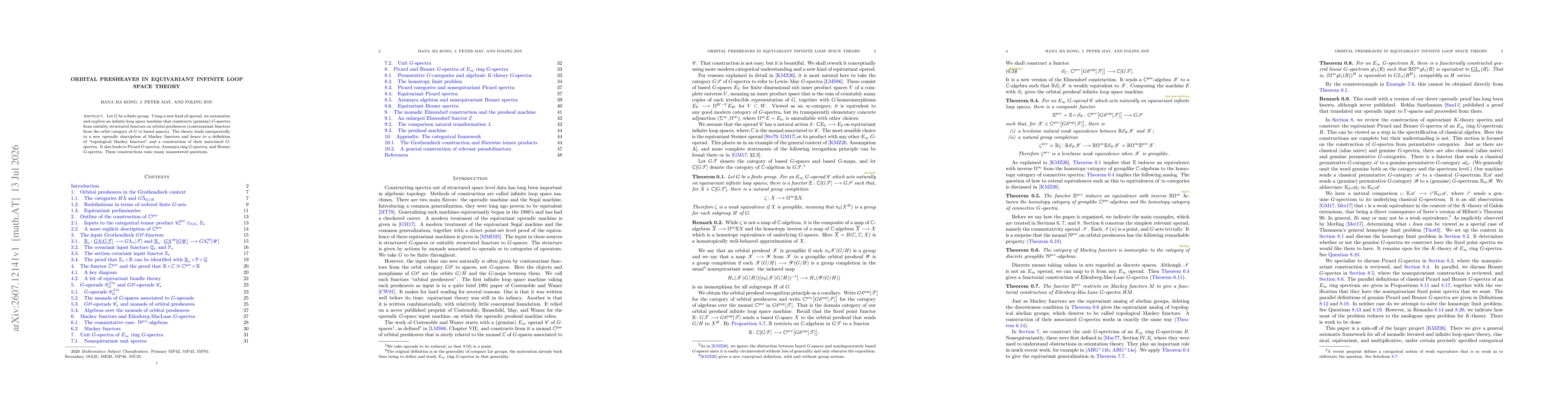 Thumbnail for Orbital presheaves in equivariant infinite loop space theory