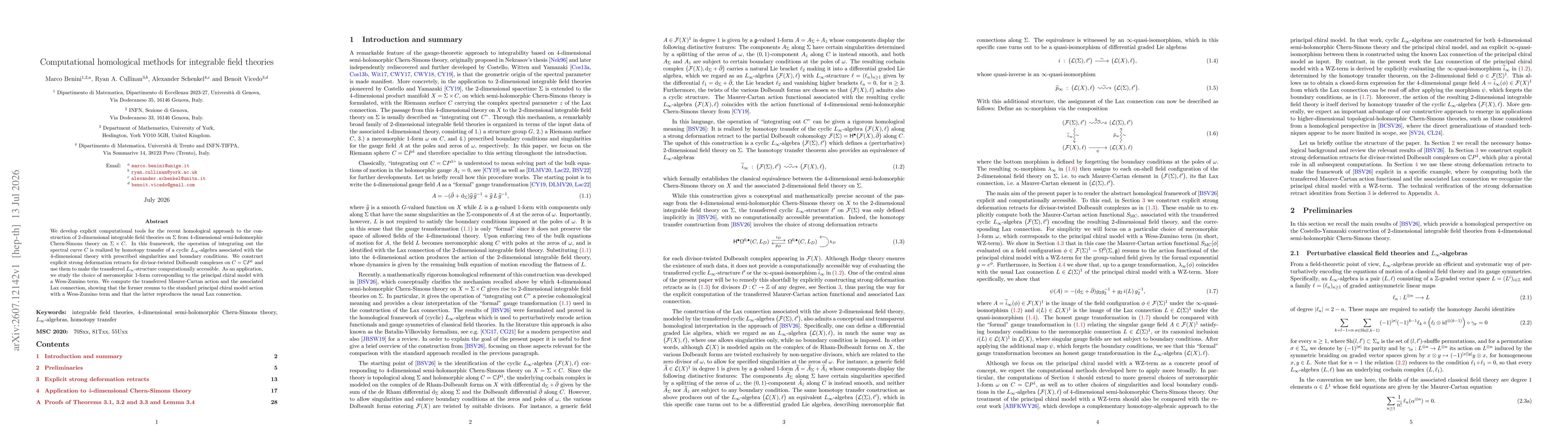 Thumbnail for Computational homological methods for integrable field theories