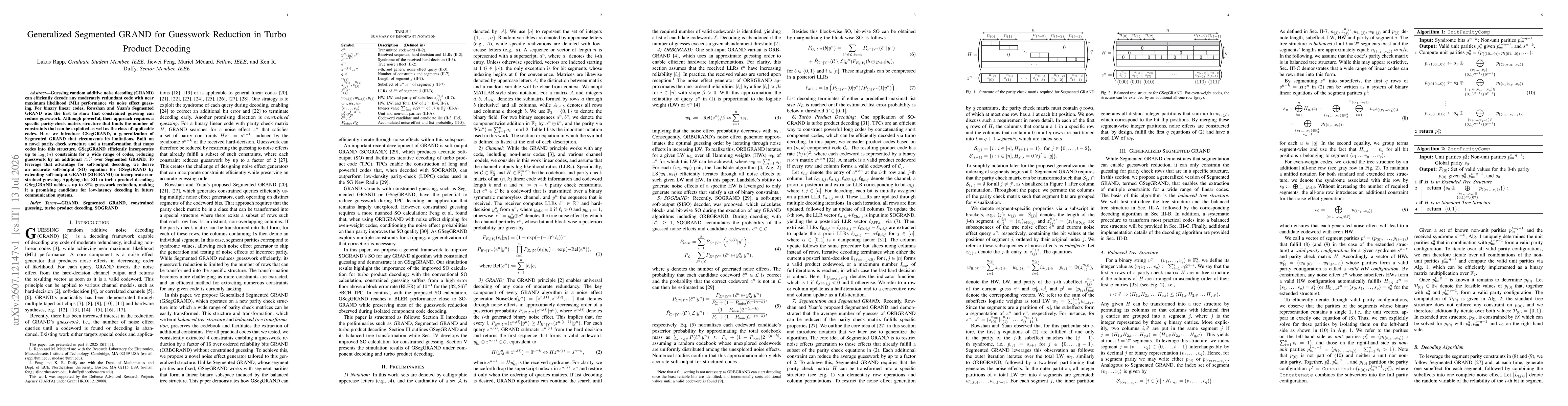 Thumbnail for Generalized Segmented GRAND for Guesswork Reduction in Turbo Product Decoding
