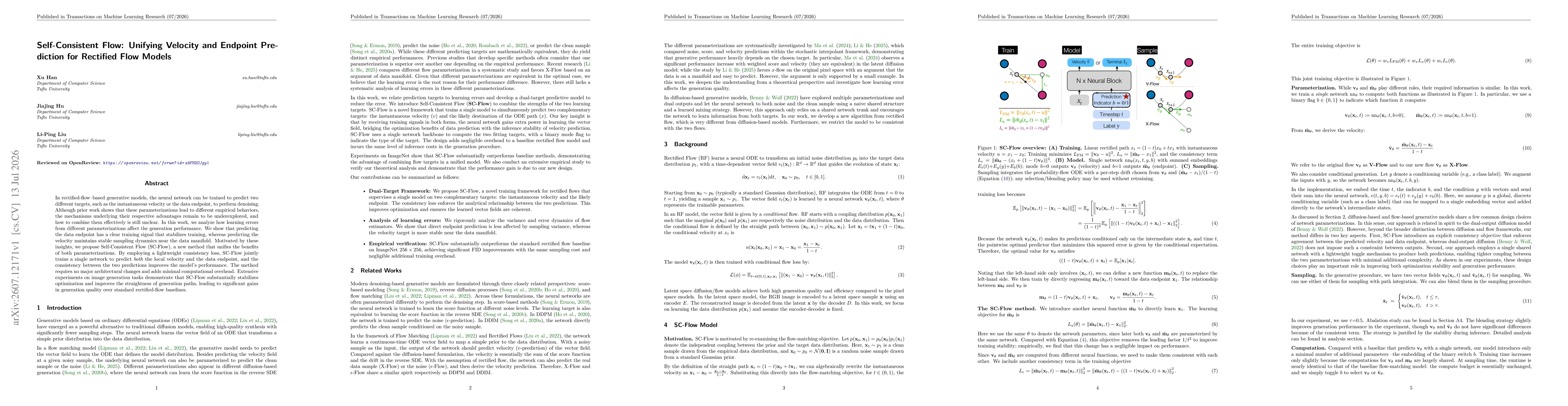 Thumbnail for Self-Consistent Flow: Unifying Velocity and Endpoint Prediction for Rectified Flow Models