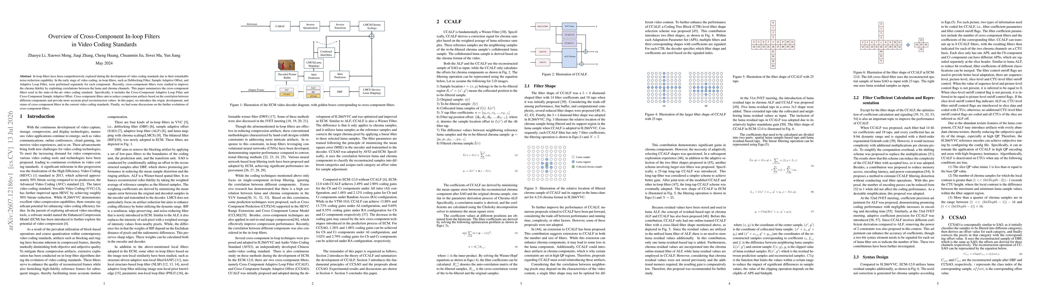 Thumbnail for Overview of Cross-Component In-loop Filters in Video Coding Standards