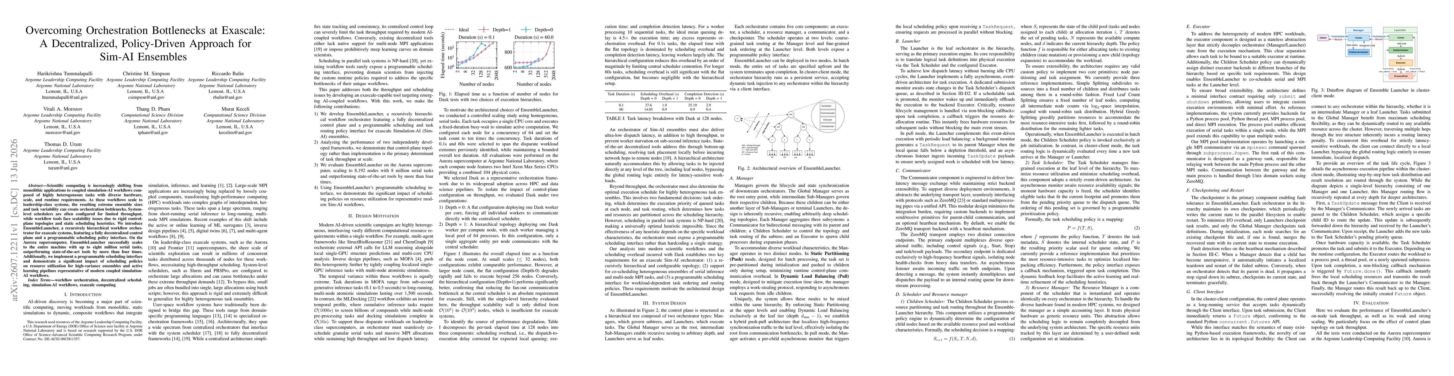 Thumbnail for Overcoming Orchestration Bottlenecks at Exascale: A Decentralized, Policy-Driven Approach for Sim-AI Ensembles