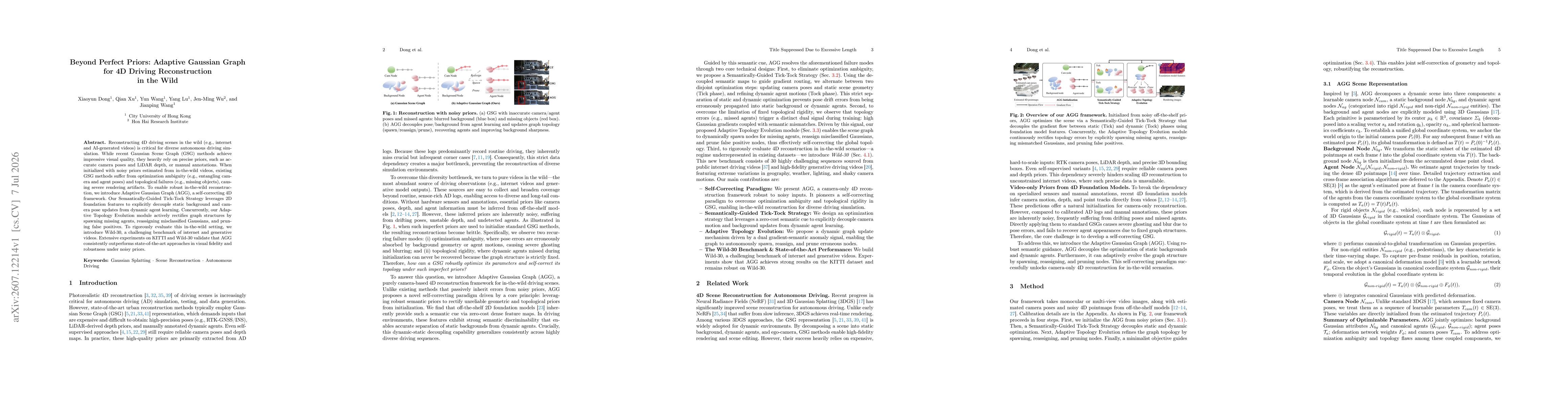 Thumbnail for Beyond Perfect Priors: Adaptive Gaussian Graph for 4D Driving Reconstruction in the Wild