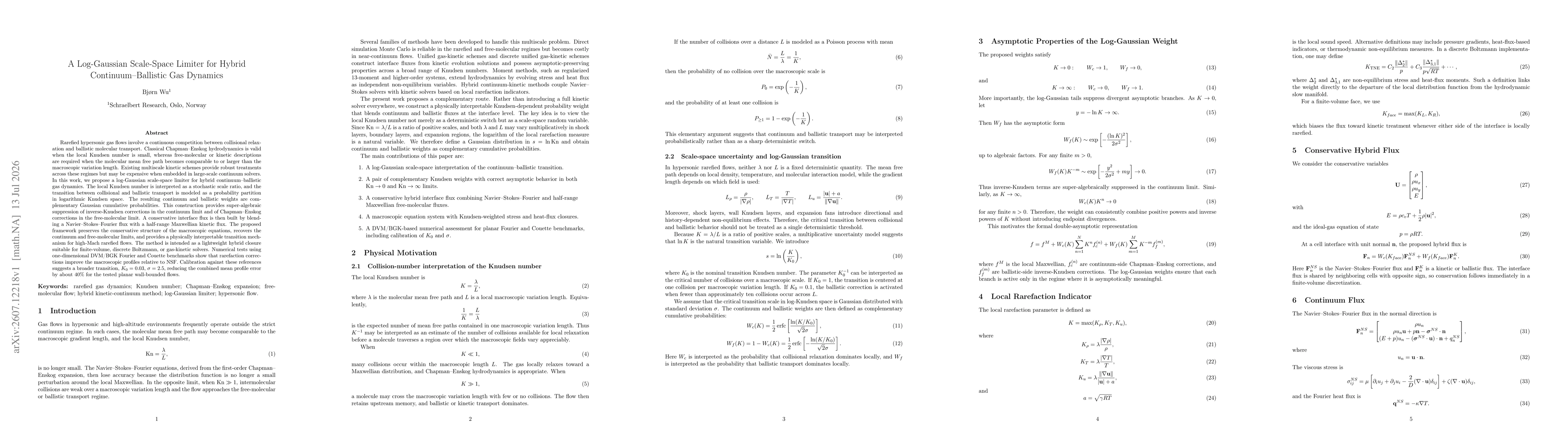 Thumbnail for A Log-Gaussian Scale-Space Limiter for Hybrid Continuum--Ballistic Gas Dynamics