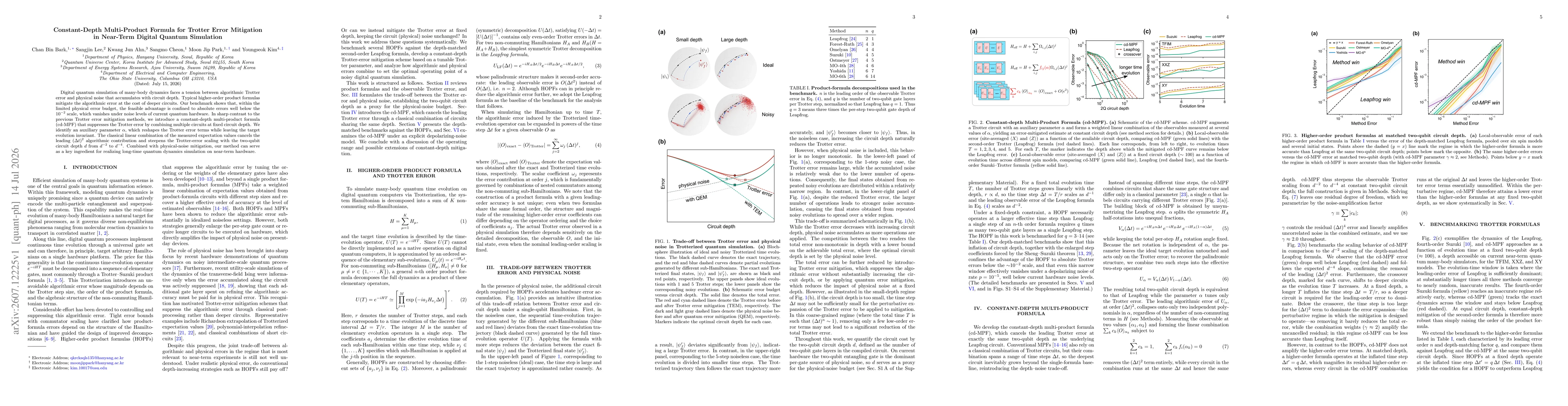 Thumbnail for Constant-Depth Multi-Product Formula for Trotter Error Mitigation in Near-Term Digital Quantum Simulation
