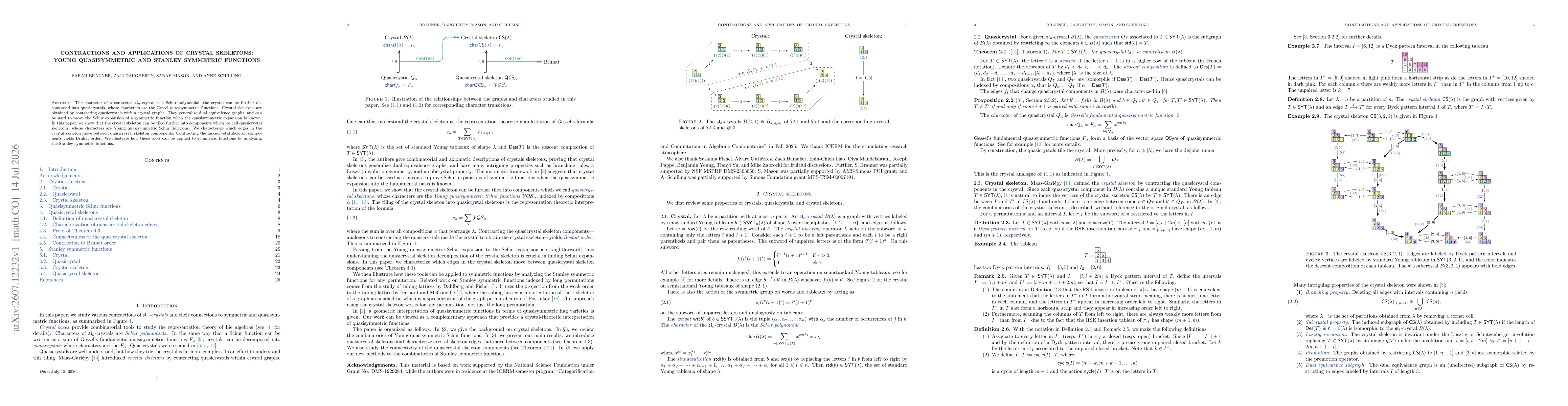 Thumbnail for Contractions and applications of crystal skeletons: Young quasisymmetric and Stanley symmetric functions
