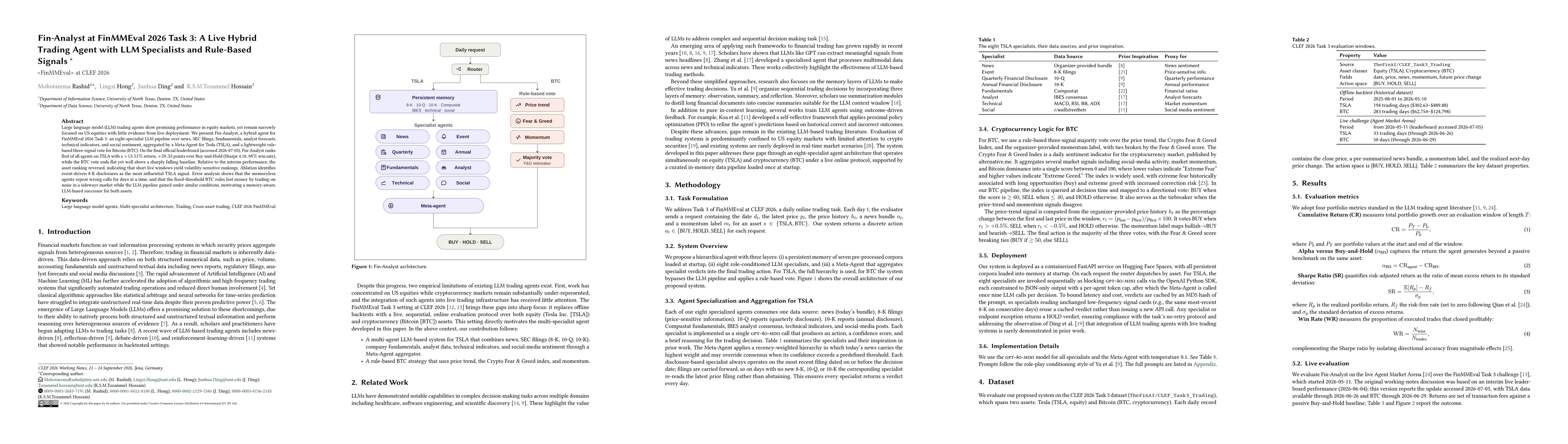 Thumbnail for Fin-Analyst at FinMMEval 2026 Task 3: A Live Hybrid Trading Agent with LLM Specialists and Rule-Based Signals