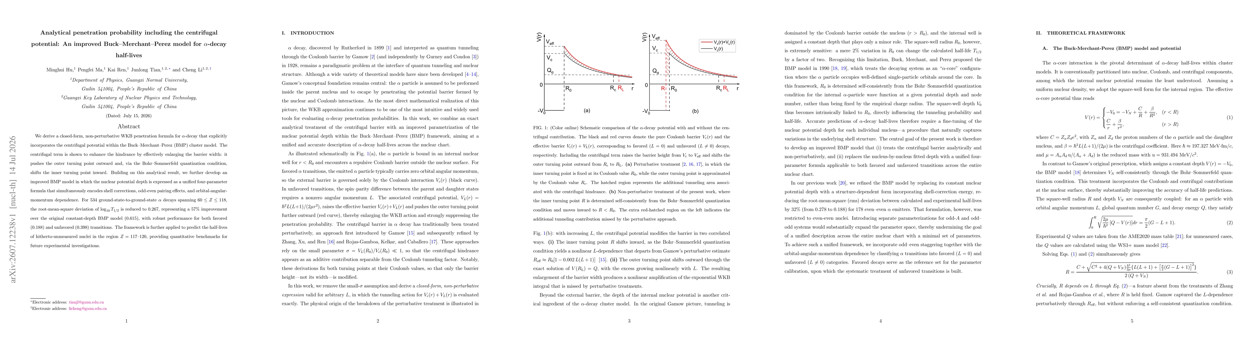 Thumbnail for Analytical penetration probability including the centrifugal potential: An improved Buck--Merchant--Perez model for alpha-decay half-lives