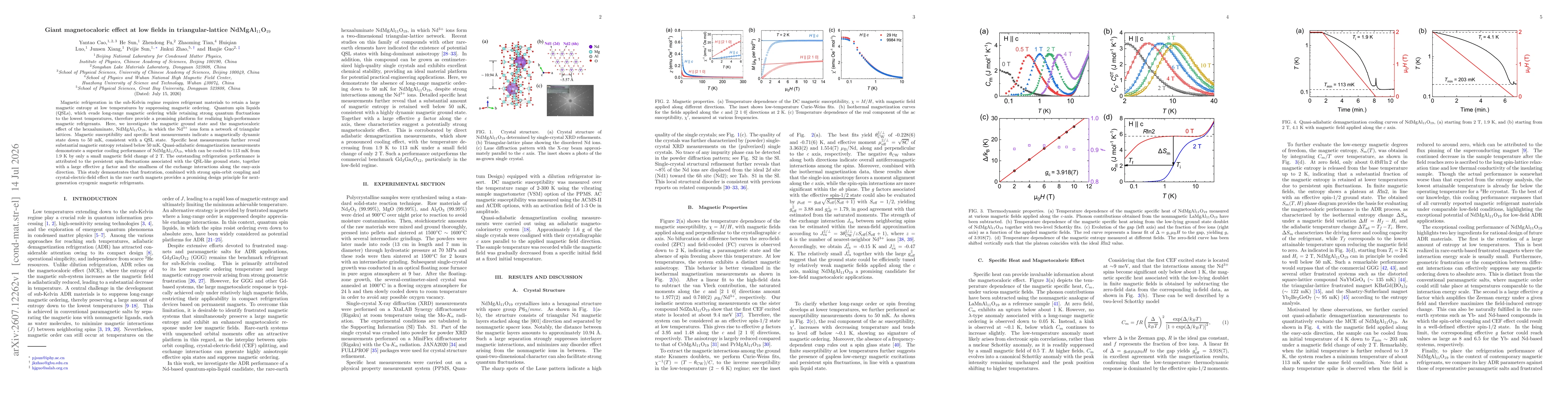 Thumbnail for Giant magnetocaloric effect at low fields in triangular-lattice NdMgAl$_{11}$O$_{19}$