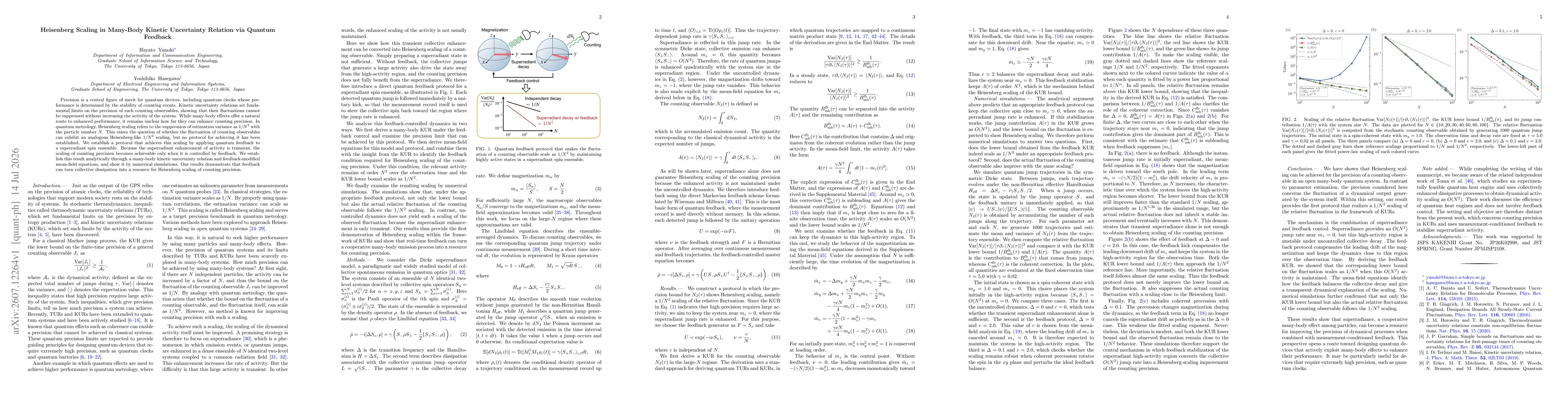 Thumbnail for Heisenberg Scaling in Many-Body Kinetic Uncertainty Relation via Quantum Feedback