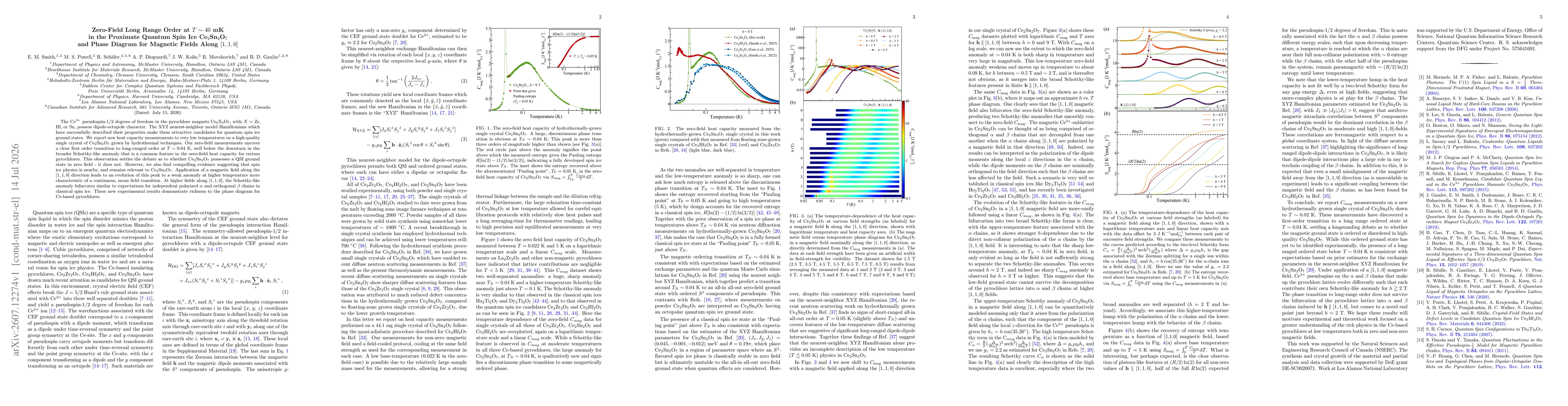 Thumbnail for Zero-Field Long Range Order at $T \sim 40$ mK in the Proximate Quantum Spin Ice Ce$_2$Sn$_2$O$_7$ and Phase Diagram for Magnetic Fields Along [1,1,0]