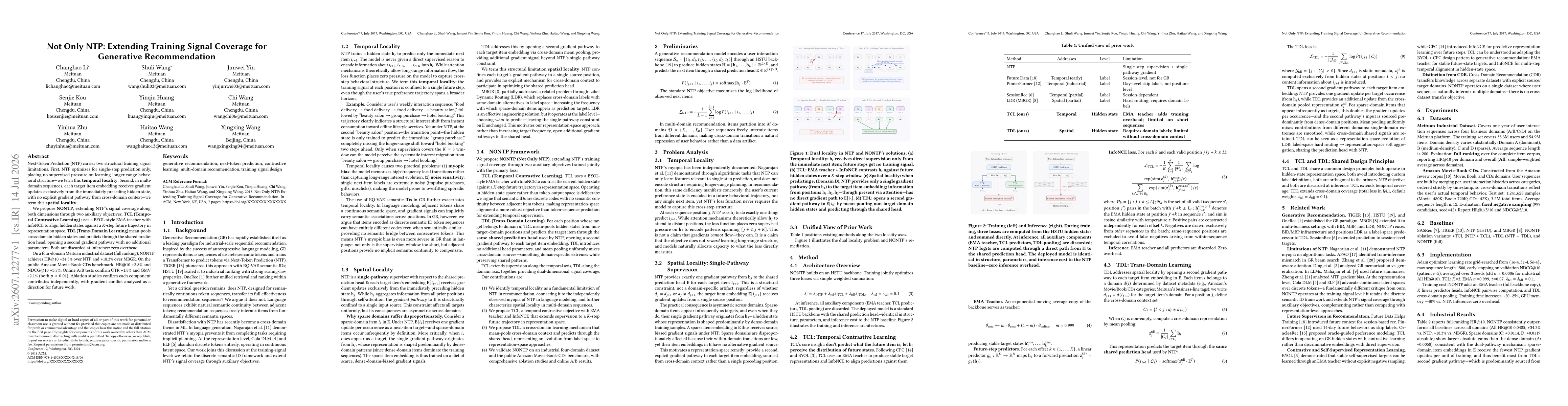 Thumbnail for Not Only NTP: Extending Training Signal Coverage for Generative Recommendation