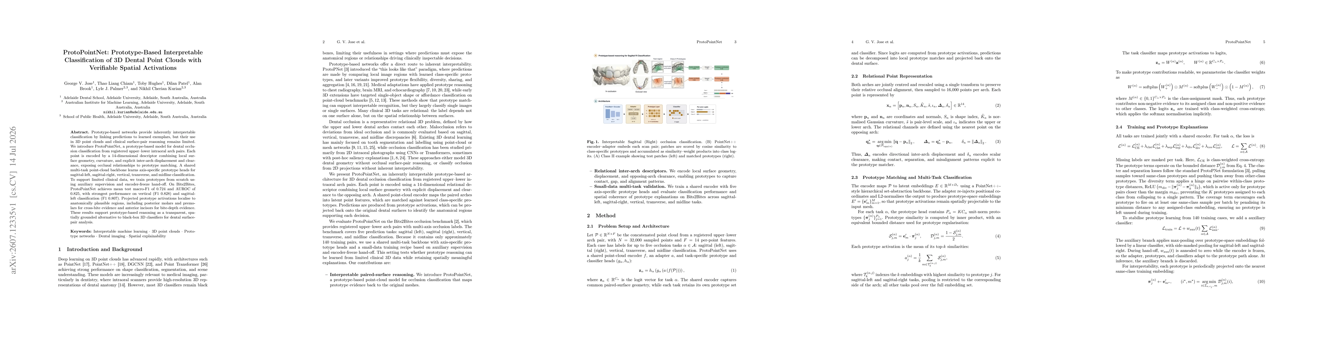 Thumbnail for ProtoPointNet: Prototype-Based Interpretable Classification of 3D Dental Point Clouds with Verifiable Spatial Activations