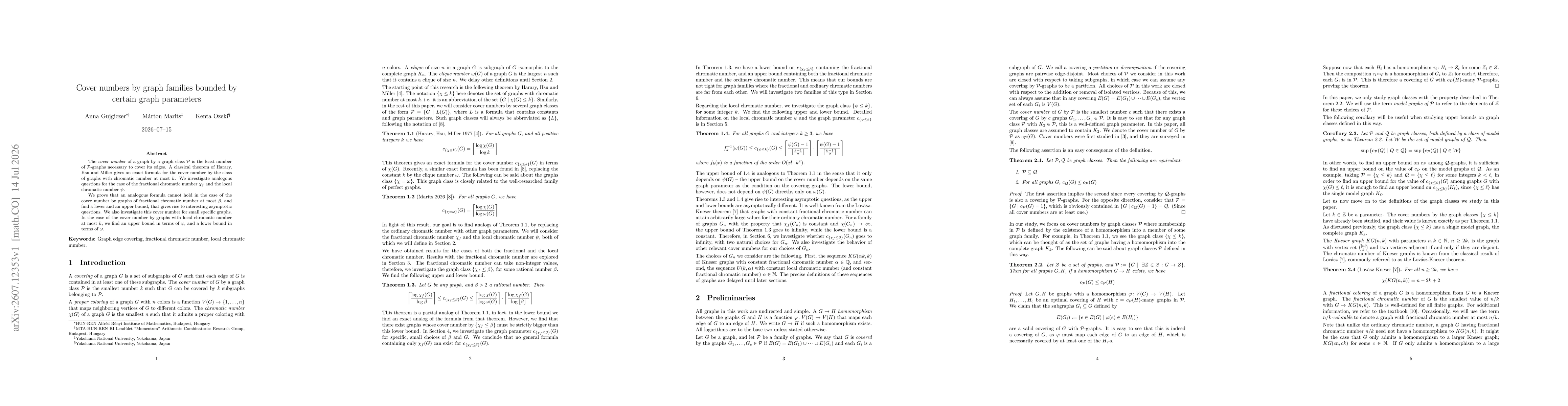 Thumbnail for Cover numbers by graph families bounded by certain graph parameters