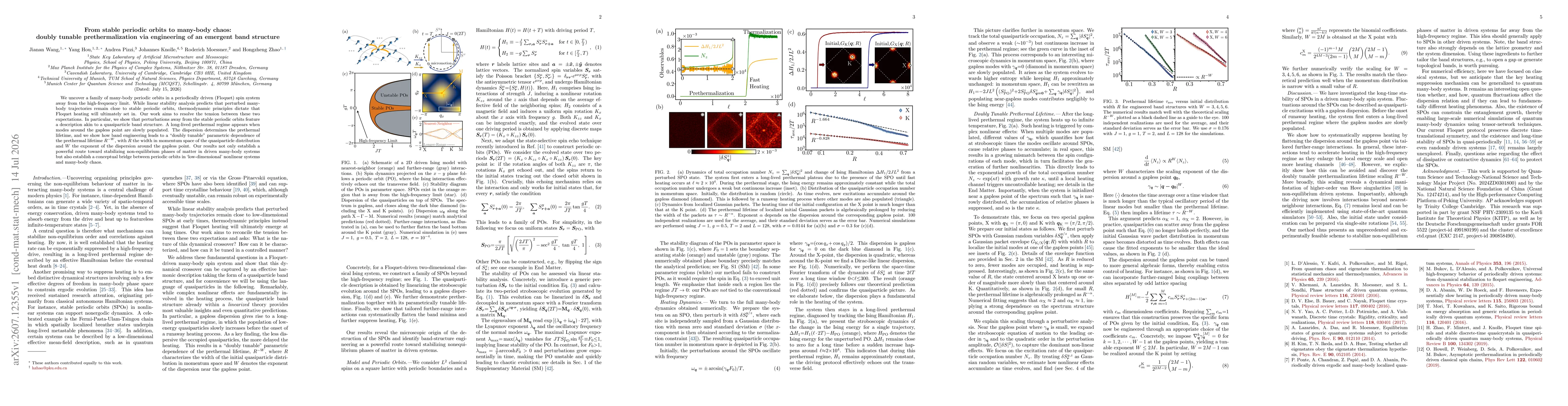 Thumbnail for From stable periodic orbits to many-body chaos: doubly tunable prethermalization via engineering of an emergent band structure