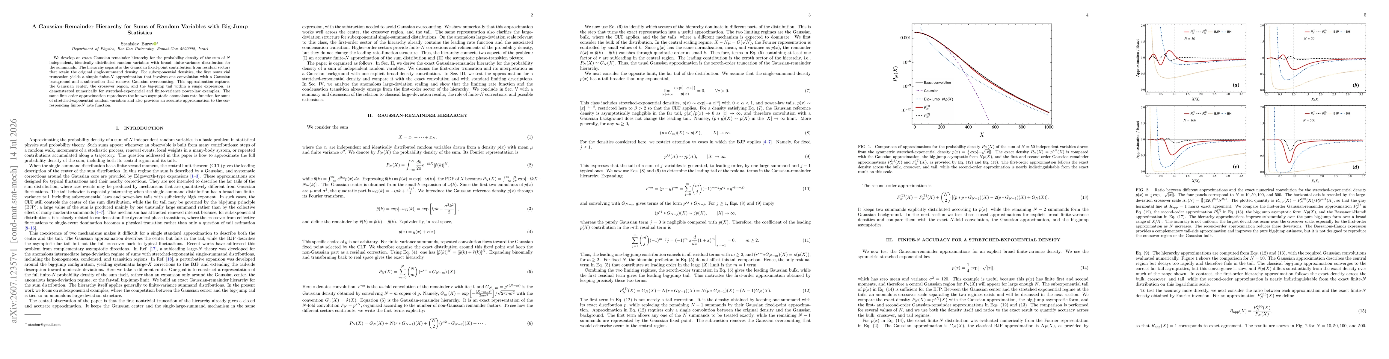 Thumbnail for A Gaussian-Remainder Hierarchy for Sums of Random Variables with Big-Jump Statistics