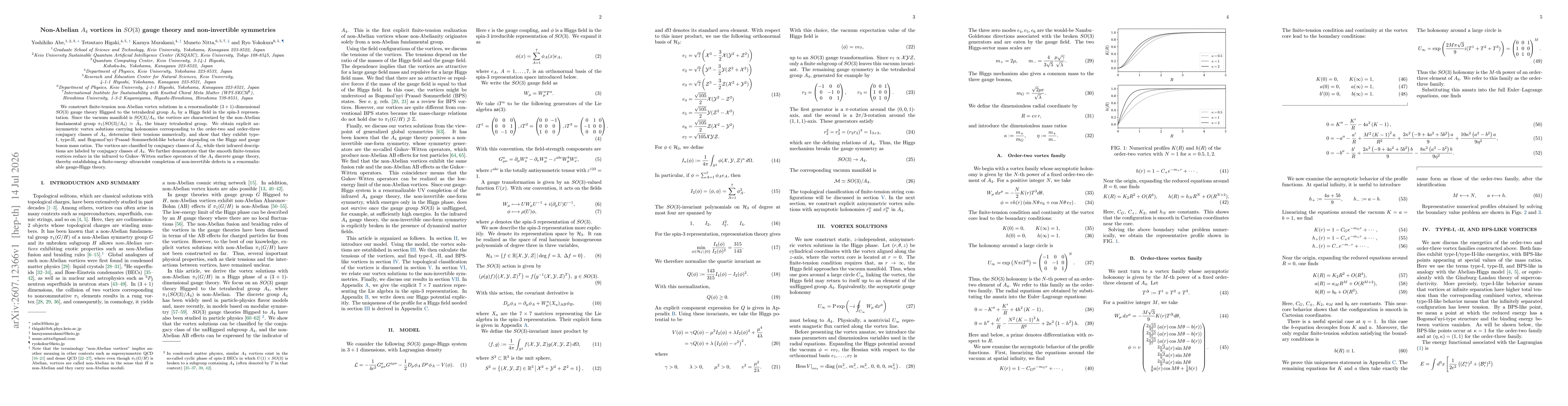 Thumbnail for Non-Abelian $A_4$ vortices in $SO(3)$ gauge theory and non-invertible symmetries