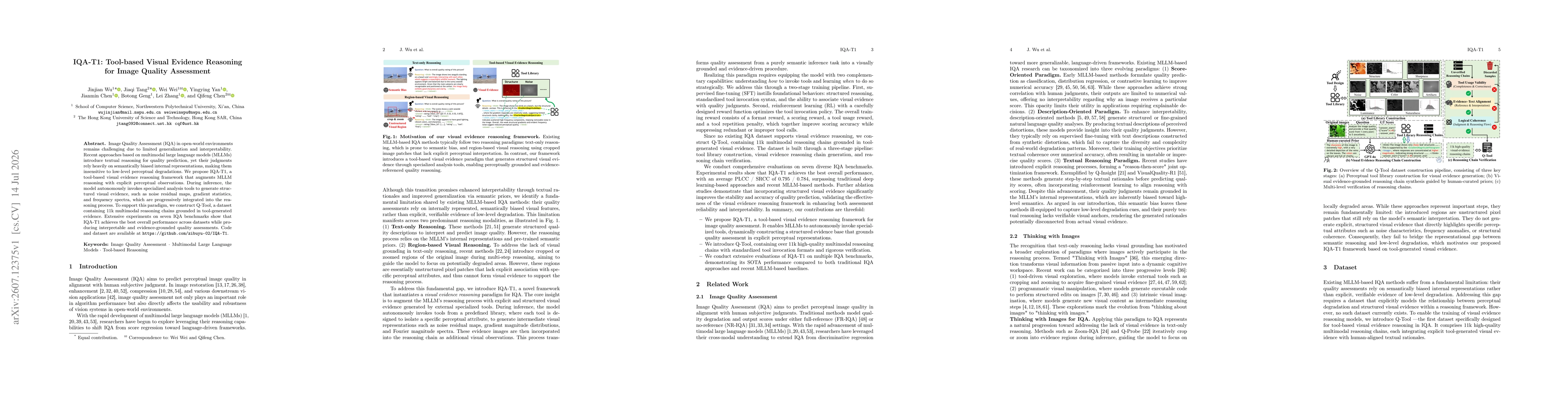 Thumbnail for IQA-T1: Tool-based Visual Evidence Reasoning for Image Quality Assessment