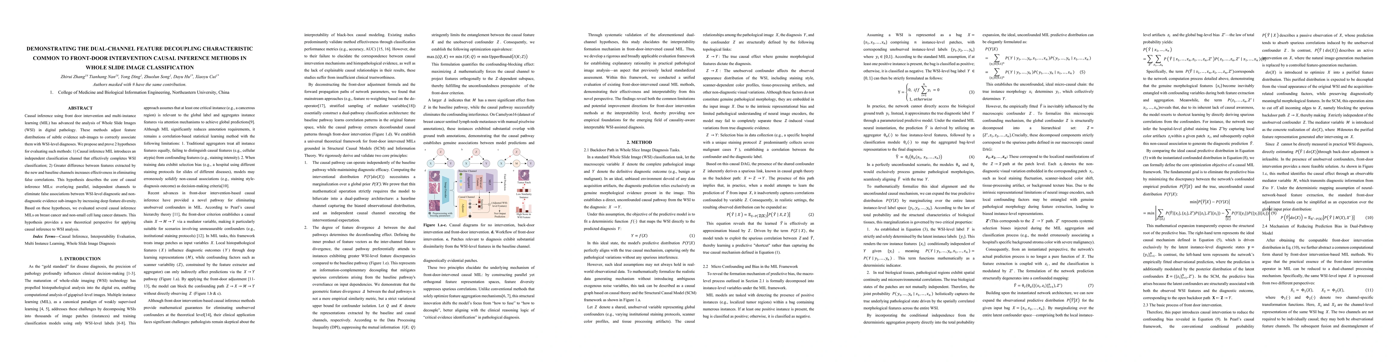 Thumbnail for Demonstration of the common dual-channel feature decoupling characteristic of front-door mediation causal inference methods in whole-slice image classification
