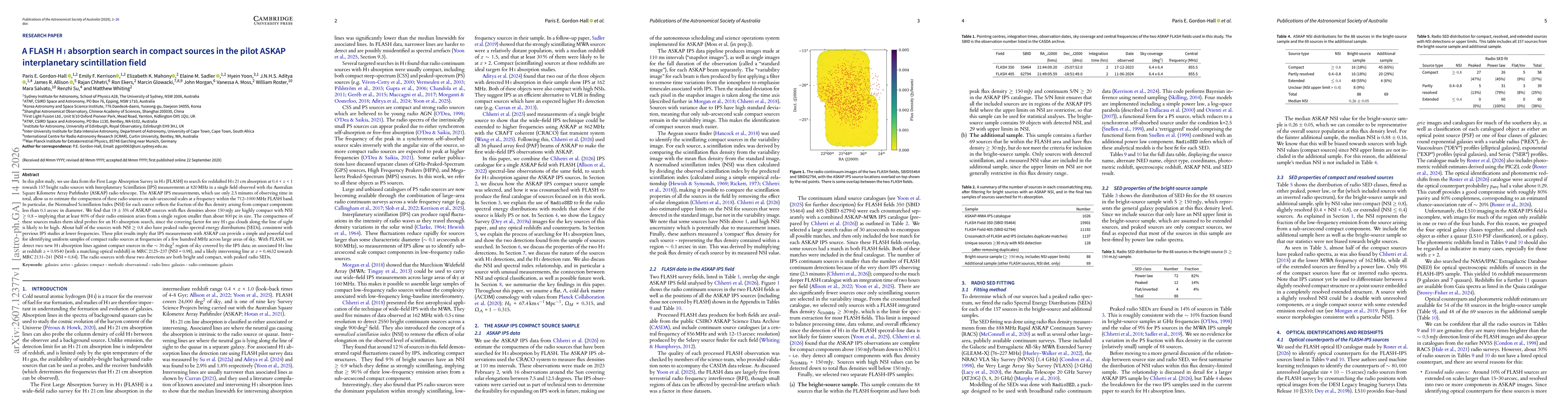 Thumbnail for A FLASH HI absorption search in compact sources in the pilot ASKAP interplanetary scintillation field