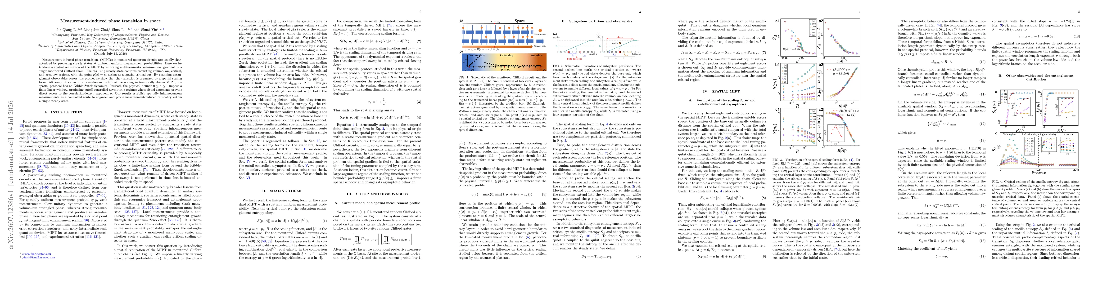 Thumbnail for Measurement-induced phase transition in space