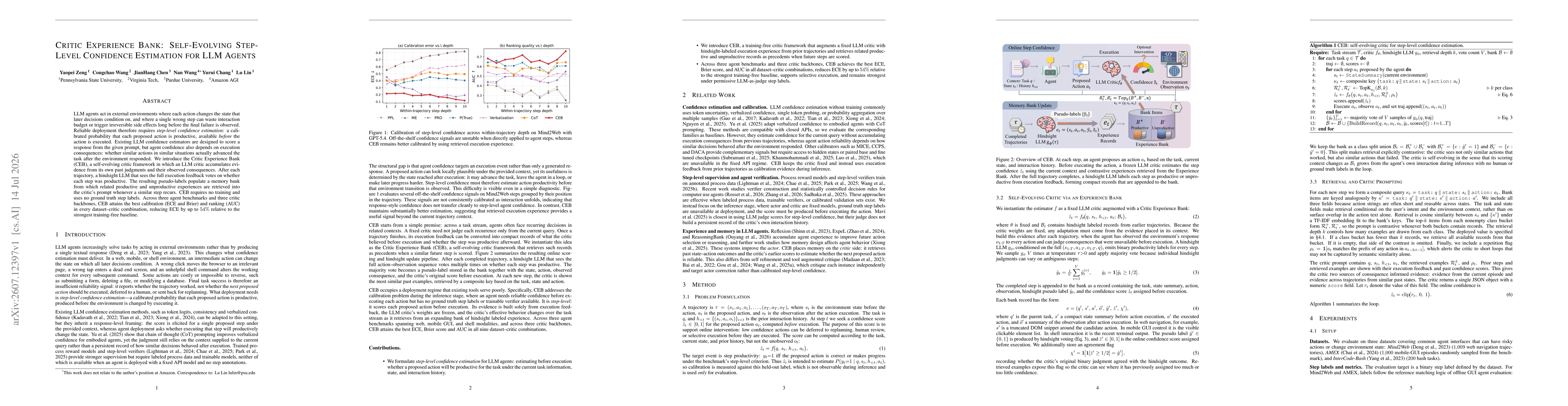 Thumbnail for Critic Experience Bank: Self-Evolving Step-Level Confidence Estimation for LLM Agents
