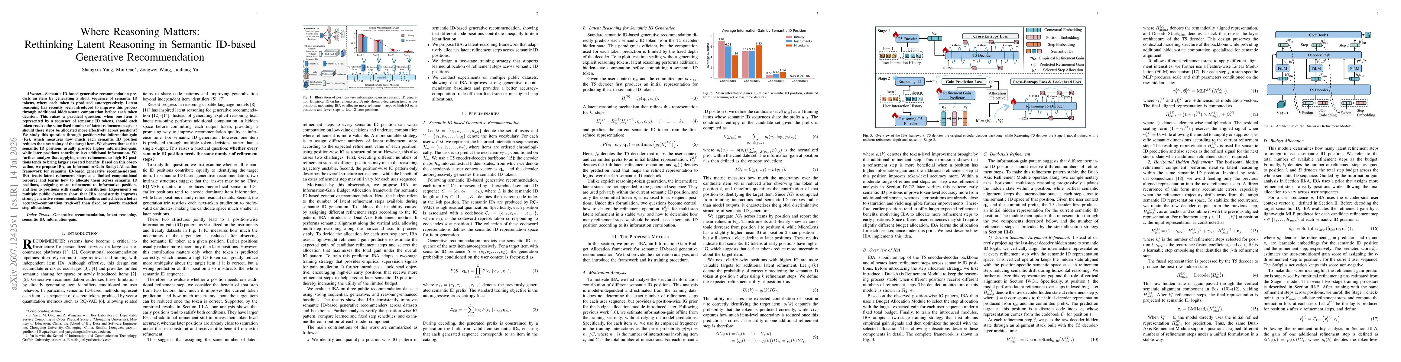Thumbnail for Where Reasoning Matters: Rethinking Latent Reasoning in Semantic ID-based Generative Recommendation