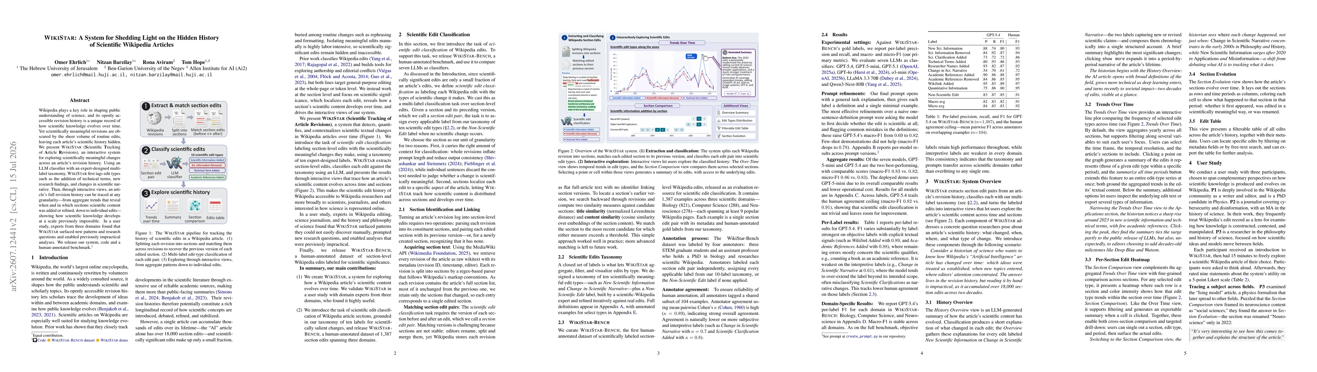 Thumbnail for WikiSTAR: A System for Shedding Light on the Hidden History of Scientific Wikipedia Articles