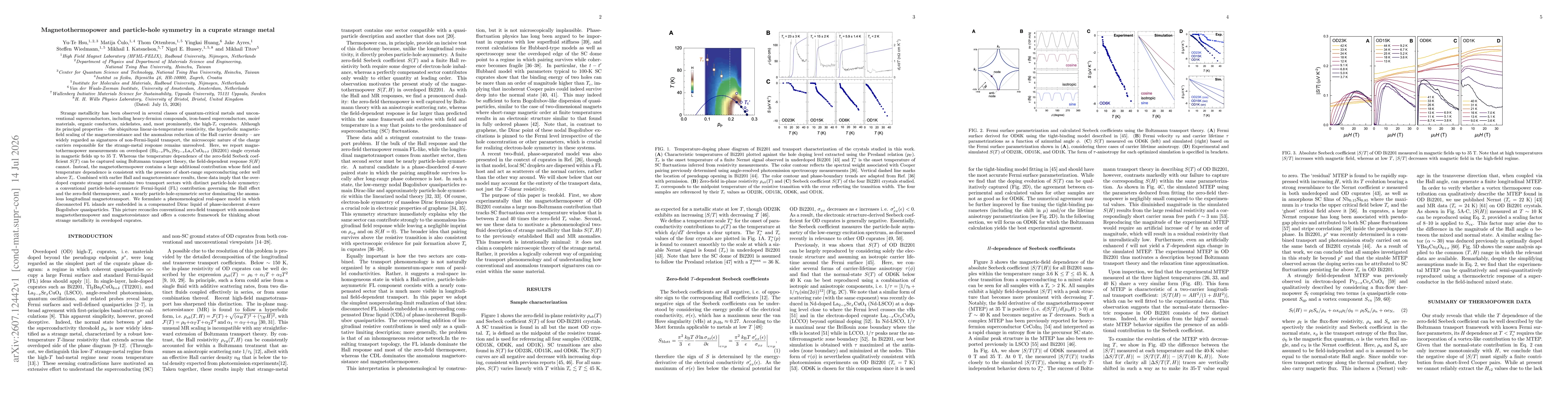 Thumbnail for Magnetothermopower and particle-hole symmetry in a cuprate strange metal