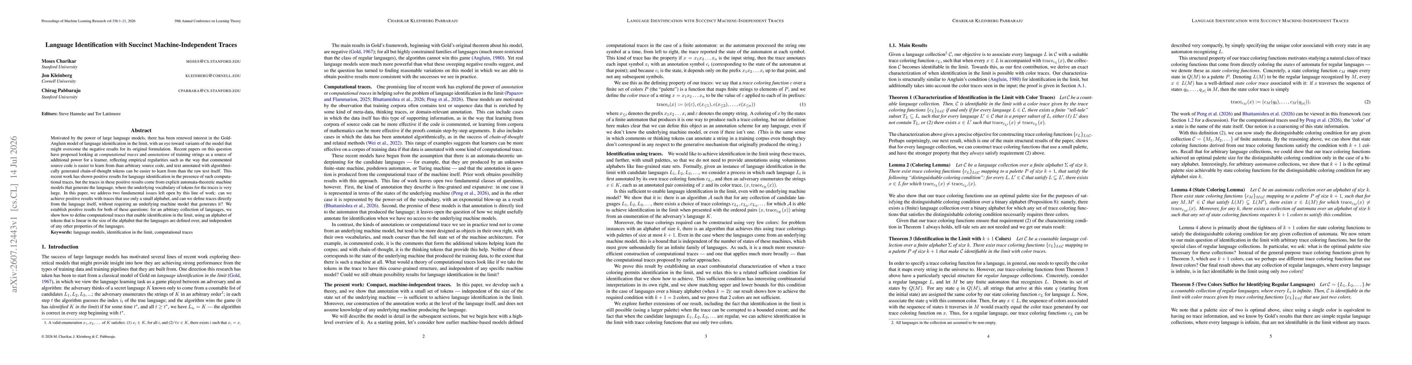 Thumbnail for Language Identification with Succinct Machine-Independent Traces