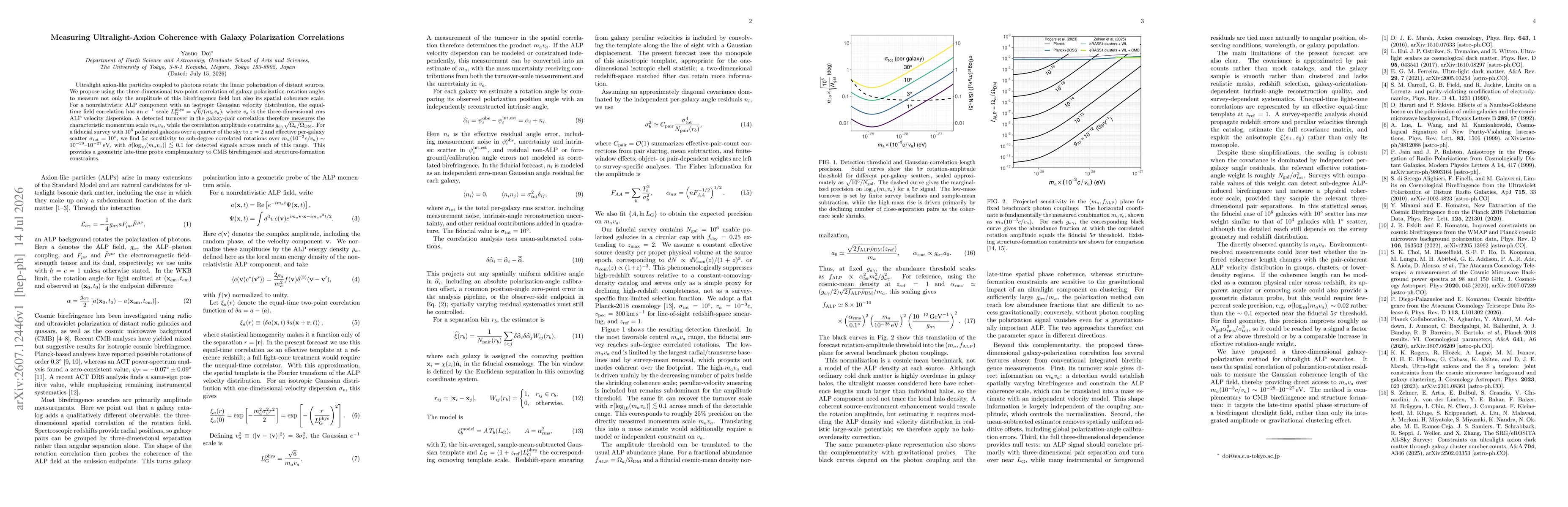 Thumbnail for Measuring Ultralight-Axion Coherence with Galaxy Polarization Correlations