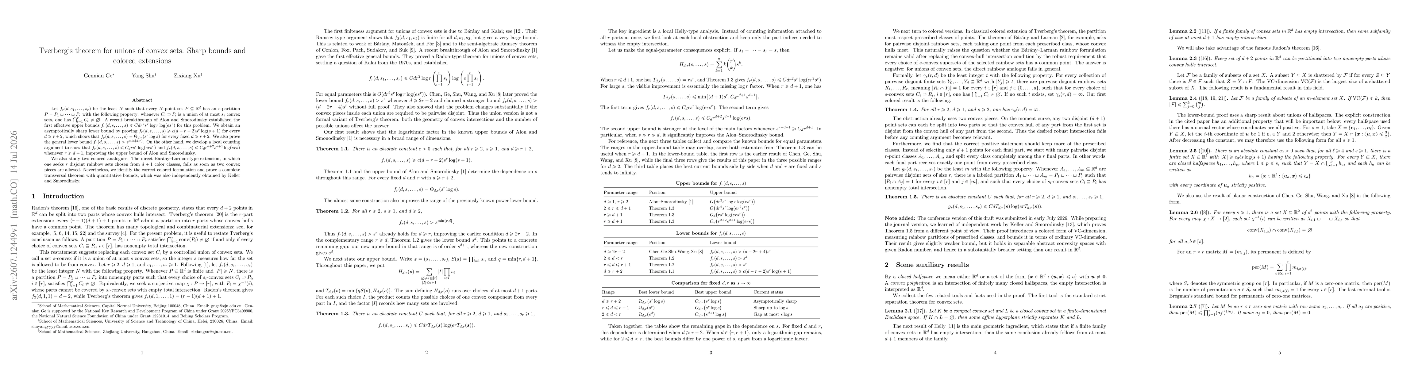 Thumbnail for Tverberg's theorem for unions of convex sets: Sharp bounds and colored extensions