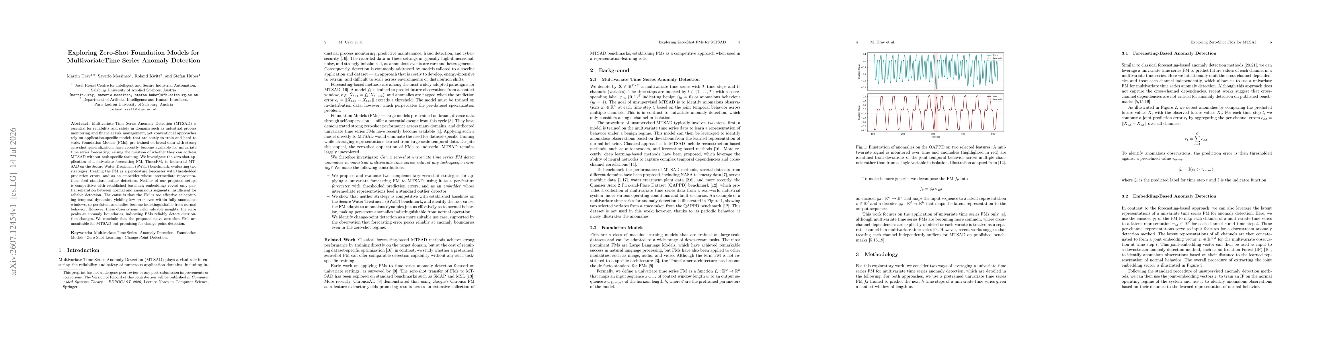 Thumbnail for Exploring Zero-Shot Foundation Models for Multivariate Time Series Anomaly Detection