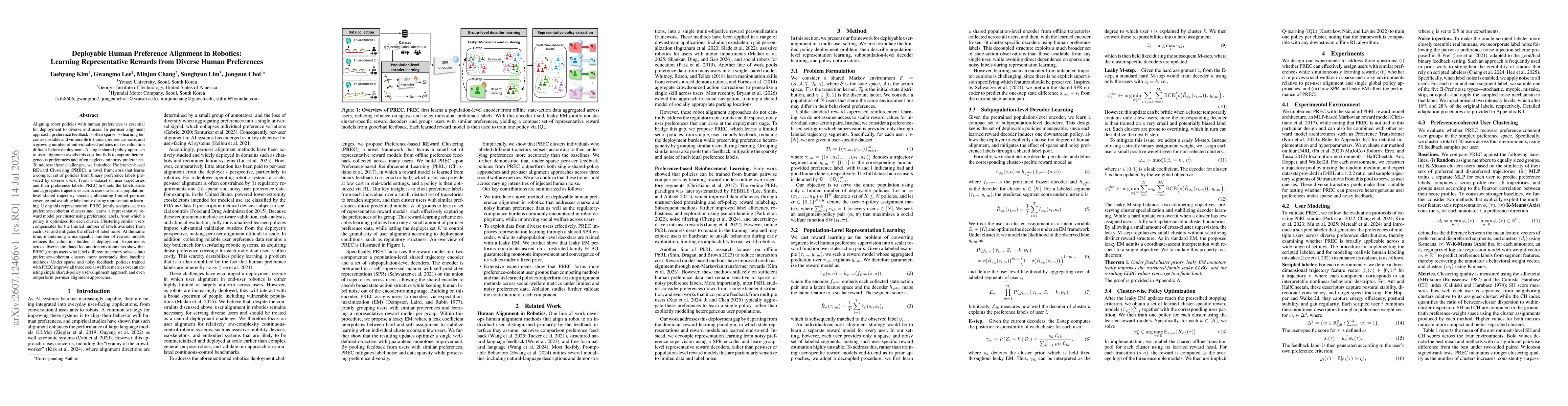 Thumbnail for Deployable Human Preference Alignment in Robotics: Learning Representative Rewards from Diverse Human Preferences
