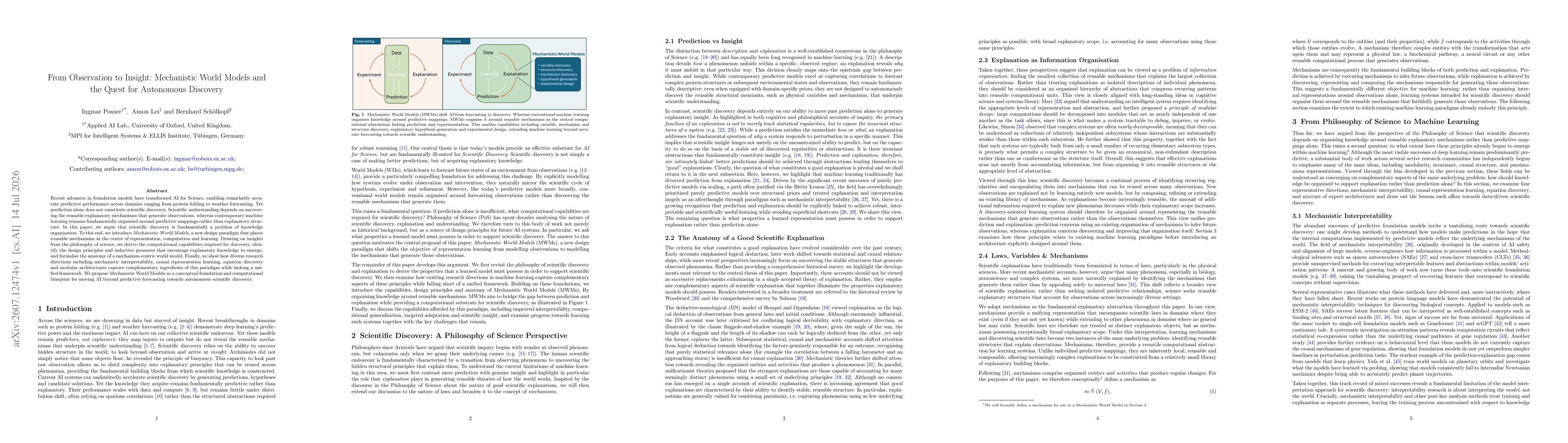 Thumbnail for From Observation to Insight: Mechanistic World Models and the Quest for Autonomous Discovery