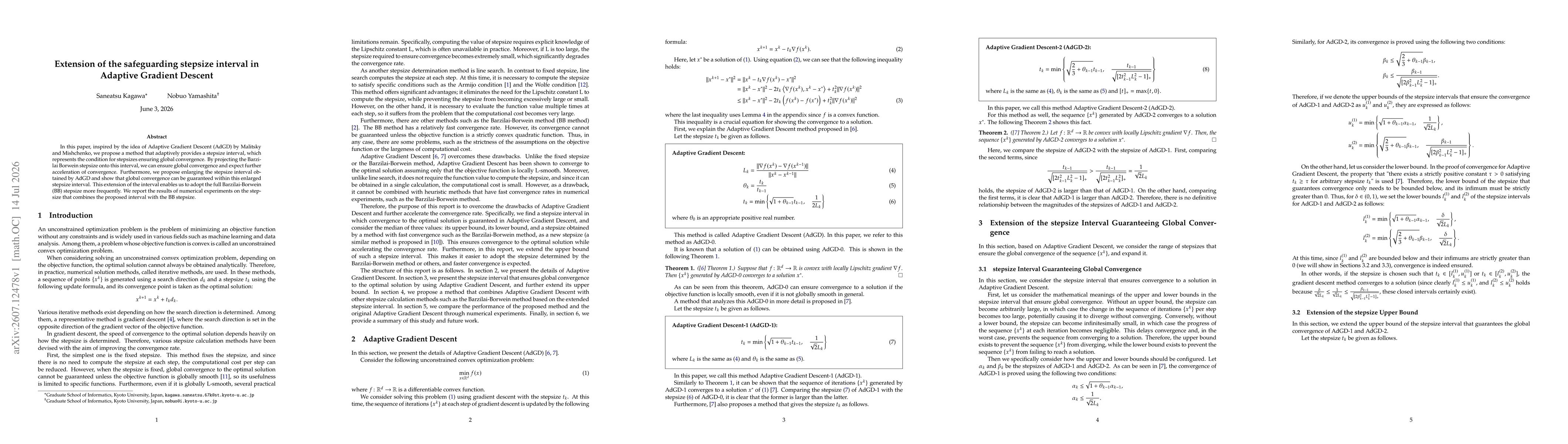 Thumbnail for Extension of the safeguarding stepsize interval in Adaptive Gradient Descent